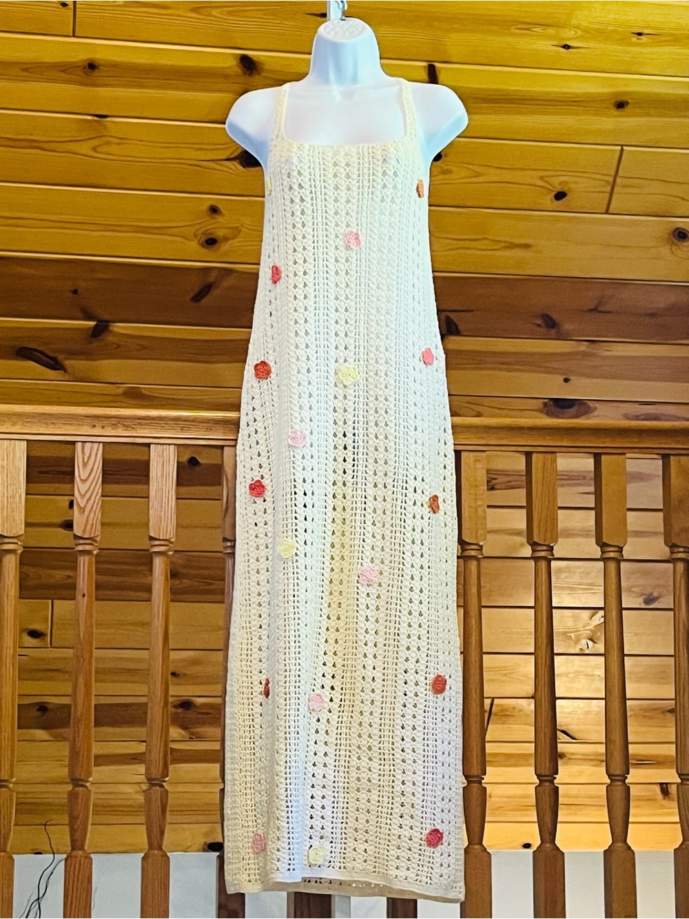 PQ Swim Zoie Flower Cover Up Boho Crochet Cotton Maxi Dress Size XS/S NWOT